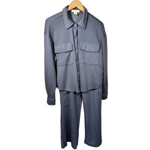 HAPPILY GREY Women's Two Piece Shacket/Pants Coordinated Set Gray Size Large